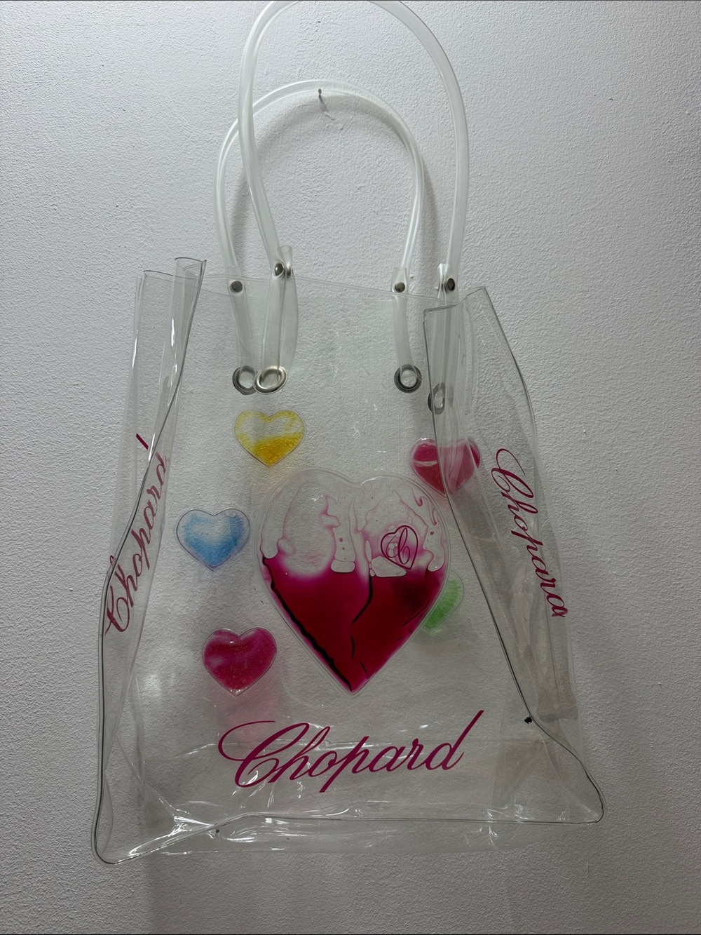 Chopard Clear PVC Tote with Multicolored Heart Motifs